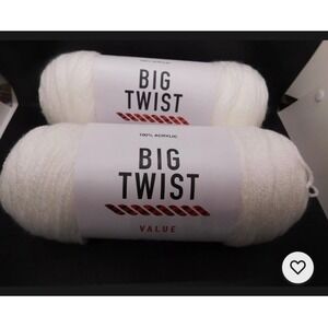 BIG TWIST Value Yarn White Acrylic Yarn 380 Yards - 6oz. - #4 Worsted - 2 Skeins